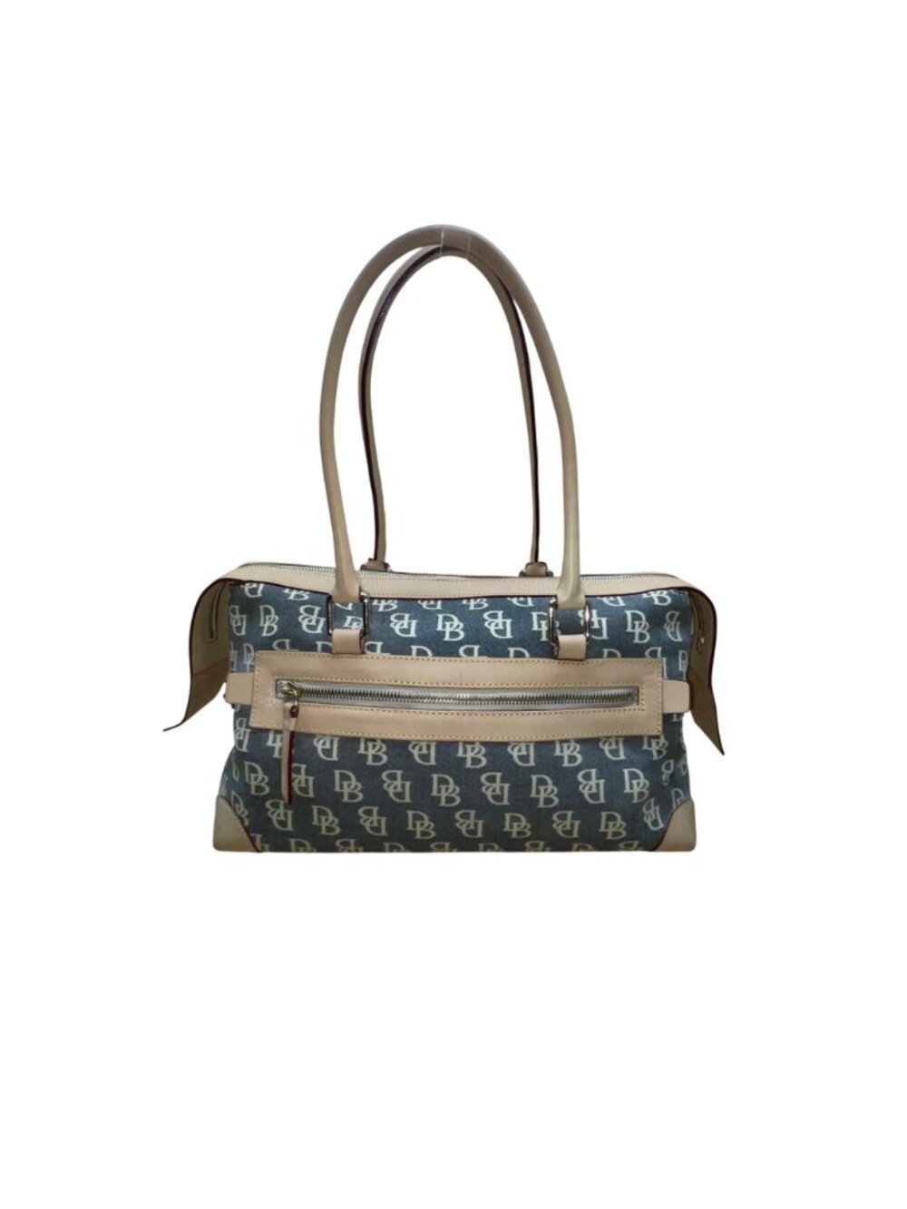 Dooney & Bourke Women’s Beige & Gray Monogram Leather Logo Pocket Tote Bag image 3